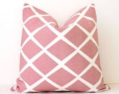 Pale Pink Lattice decorative Designer Pillow Cover 18 cream white Diamonds Accent Throw Cushion modern light pink Valentines Days