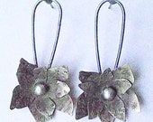 Copper Flower Silver Post Earrings.
