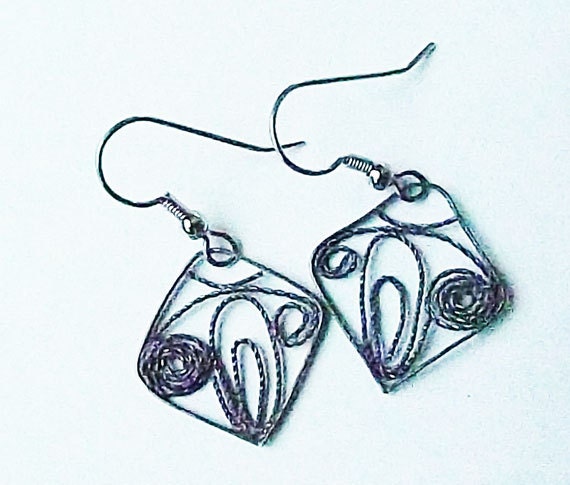 Triangle Filigree Earrings.