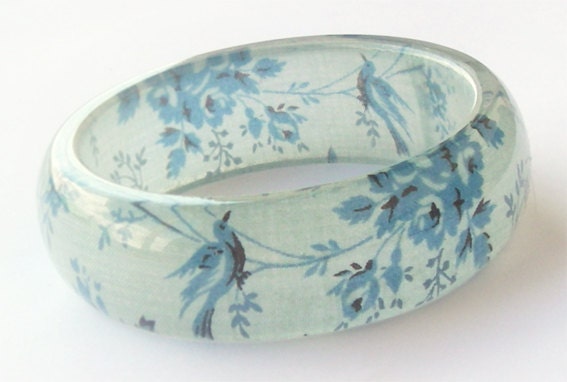 M Thin Resin and Fabric Bangle  by Oscar & Matilda - oscarandmatilda