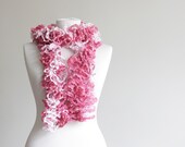 Fashion scarf for women, pink scarf, fuschia, long scarf, ruffled scarf