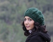 Women Knit Hat for Women, Emerald Green Slouch beret