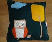 Hand made Funky Felt Pillow by Mezoome Designs (owl-e)