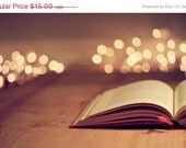 SALE 30% OFF Open Book 5x7 Fine Art Photography art print Bibliophile Bokeh Reader Still life