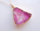 Druzy Necklace in White and Peony Pink Purple
