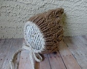 Baby Hat Pixie Newborn Bonnet in Beautiful Soft Brown Baby Beanie Accessories  Children Hat Photo Prop