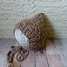 Baby Hat Pixie Newborn Bonnet in Soft Brown Baby Beanie Accessories  Children Hat Photo Prop