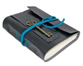 Black Vegan Faux Leather Journal with Key Bookmark