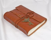 Light Brown Leather Journal with Winged Clock Key Bookmark