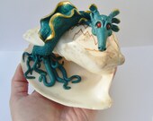 Sea Dragon and Shell Ooak Sculpture Fantasy Magic Fairy Fae