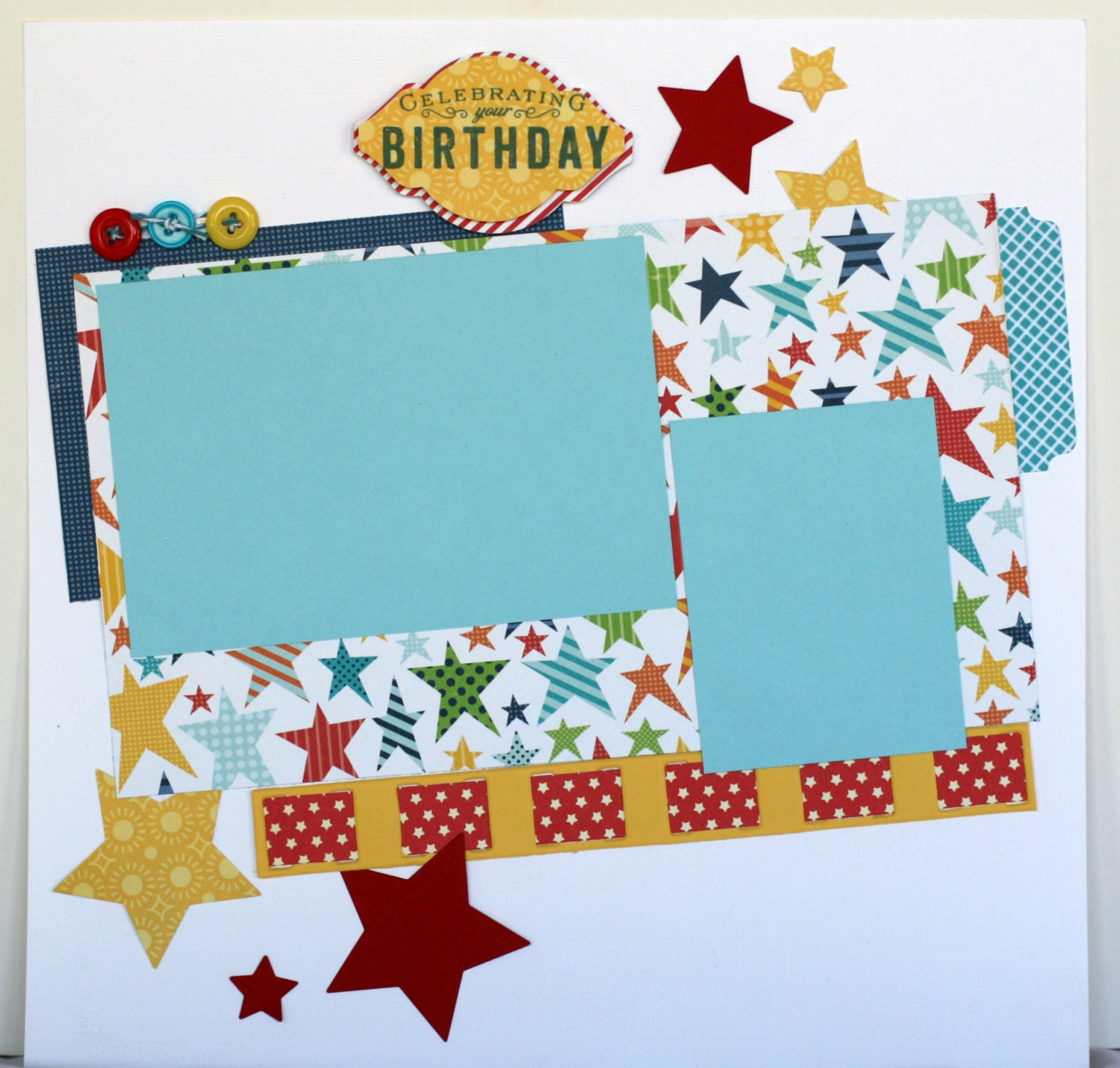 Happy Birthday Scrapbook premade page premade layout Single