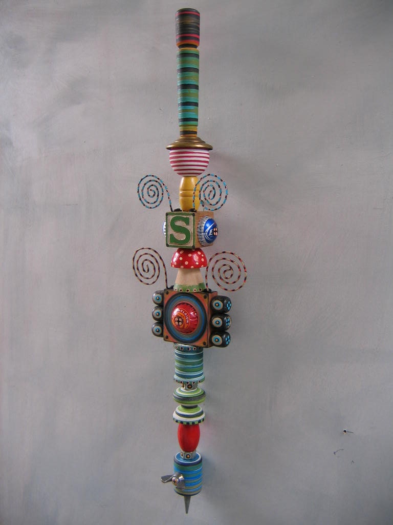 Art Kabob, Original Found Object Sculpture, Wall Art, by Fig Jam Studio