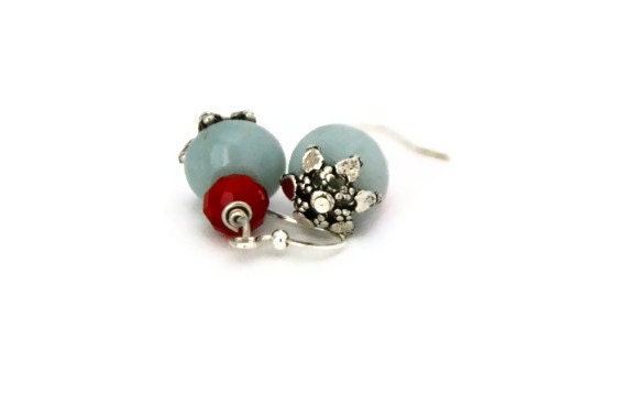 Amazonite earrings rondelle light blue ethnic jewelry toronto canada