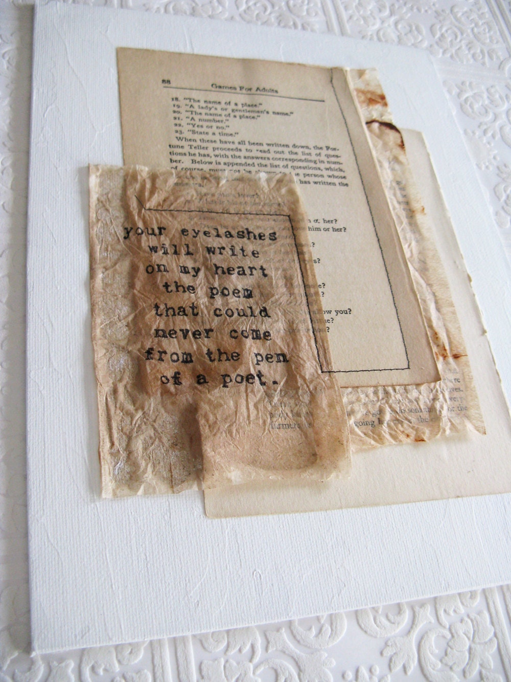original mixed media collage with inspirational rumi quote.  poem.