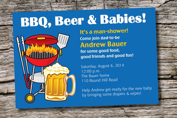 MAN SHOWER bbq, beer and babies Diaper Party Invitation Printable diy Customizable