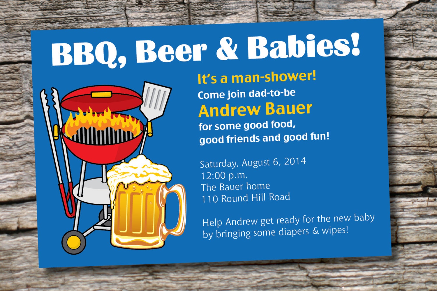 MAN SHOWER bbq, beer and babies Diaper Party Invitation Printable diy Customizable