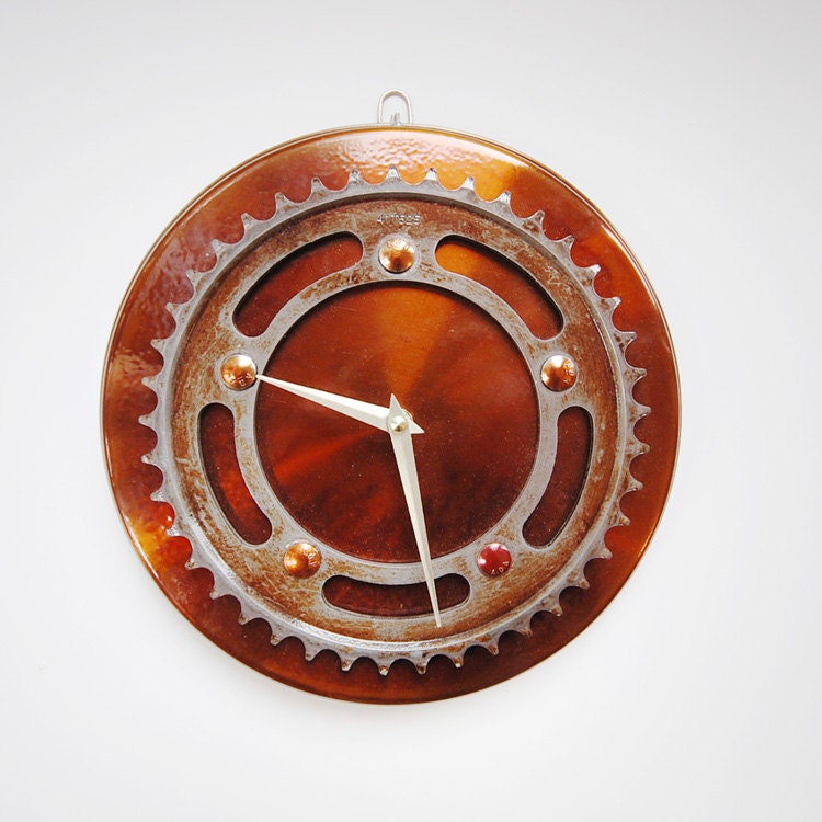 Color Me Copper Motorcycle Sprocket Clock