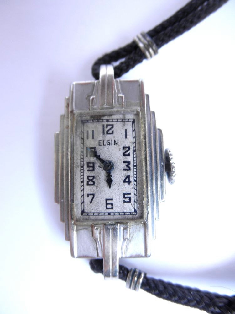 1920s Art Deco Elgin Ladies Watch // White 10K Gold Filled // Working Antique watch