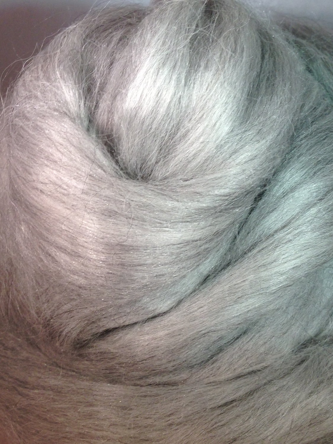 Gray Alpaca Tussah Silk Roving 2oz Spinning Fiber Luxury Fiber