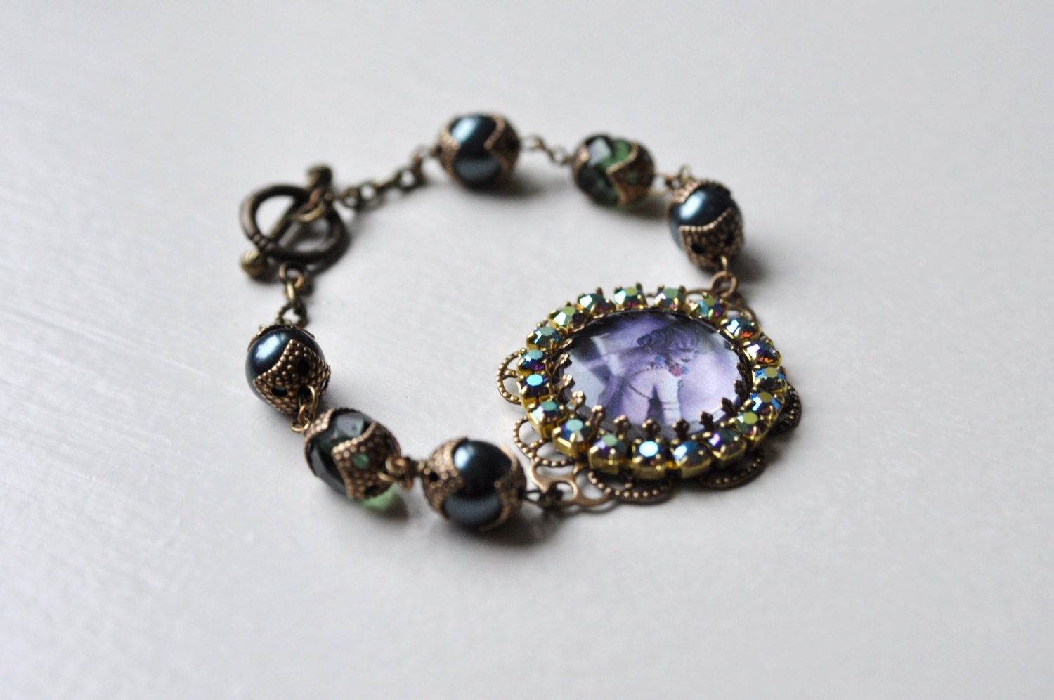 Carnivale Showgirl Bracelet Crystal And Brass Photo Bracelet