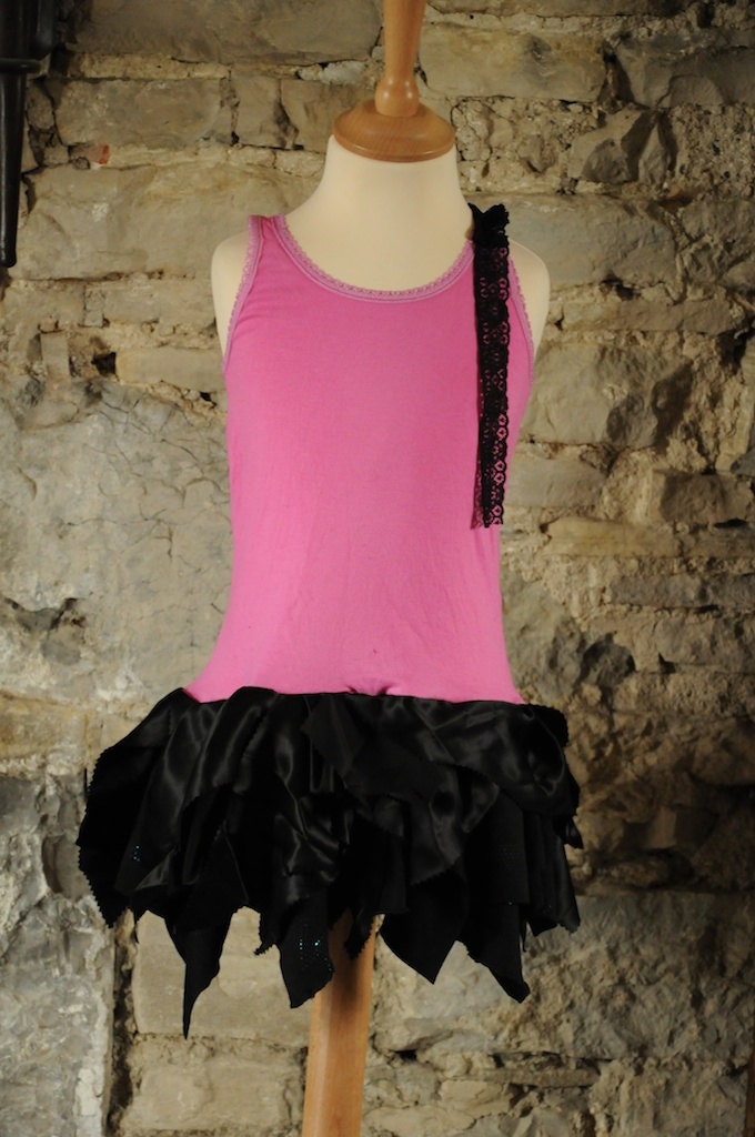 Girls Fairy Costume Fairy dress, pink & black ballerina tutu  Age 6 - 7 years punk fairy kids clothing