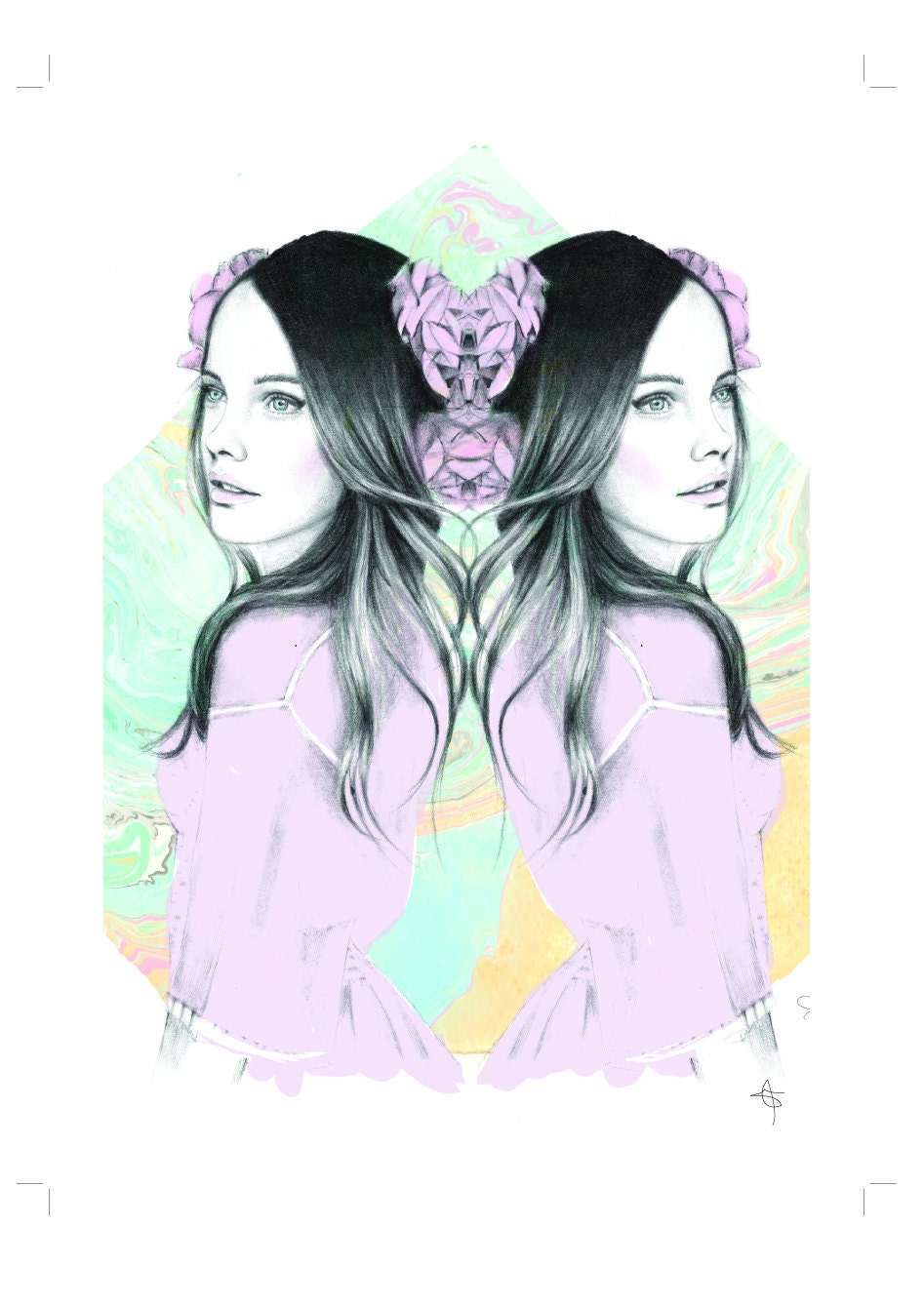 Fashion Illustration -'Tied Together' 12x16 Print