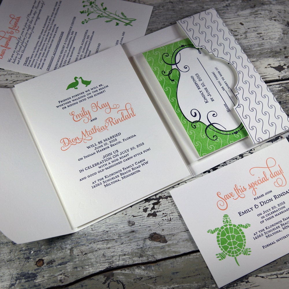 A Walk By the Lake wedding invitation suite
