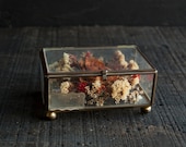 Vintage Curio Jewelry Box- Rustic Victorian with Dried Flowers