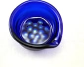 Blue Glass dish with Silver Fume