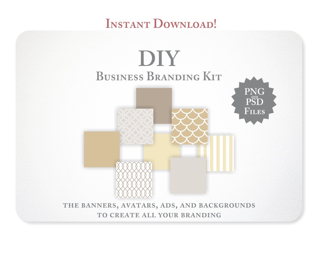 DIY Business Branding Kit - Pre Sized Graphics - Instant Download - Facebook Twitter Etsy Shop Google Blog Backgrounds
