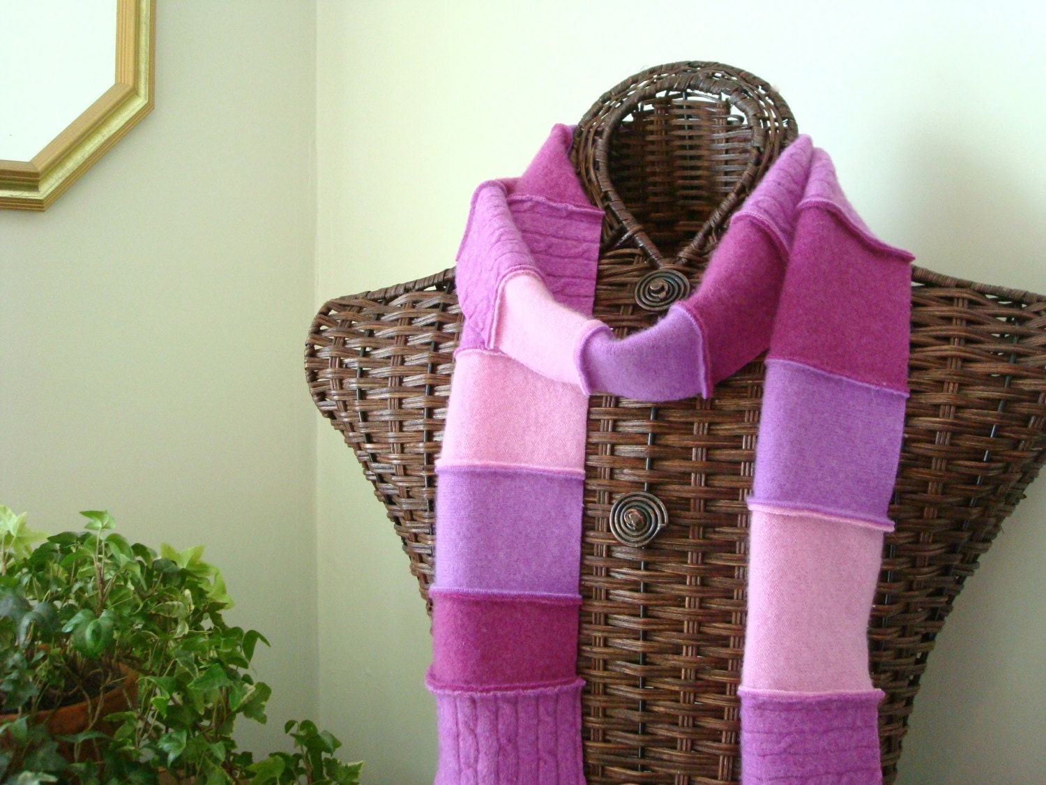PURPLE Cashmere Scarf / Cashmere Patchwork Scarf  Purple Scarf Eco Fashion by WormeWoole