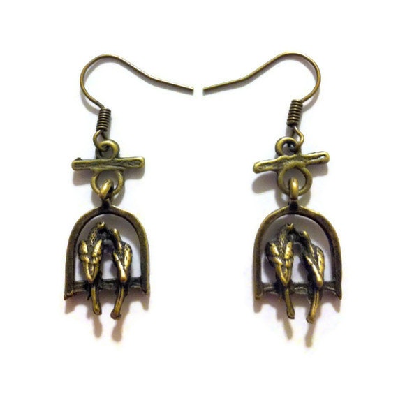 Bronze Lovebird Earrings