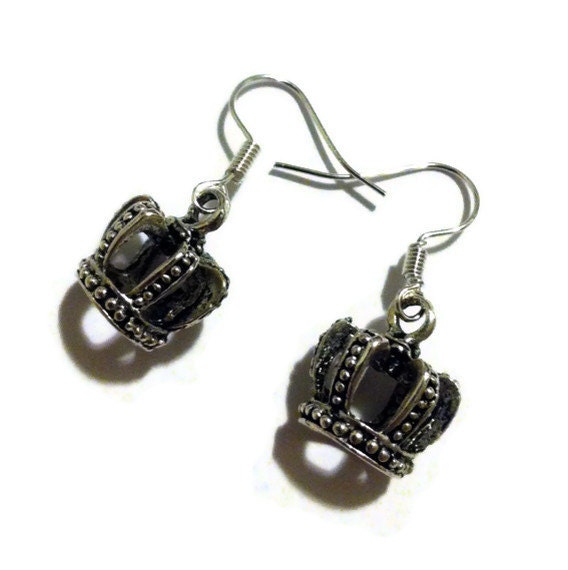 Silver Crown Earrings
