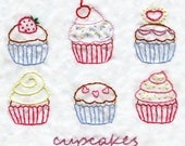 Hand Embroidery PDF Pattern - Cute Cupcakes