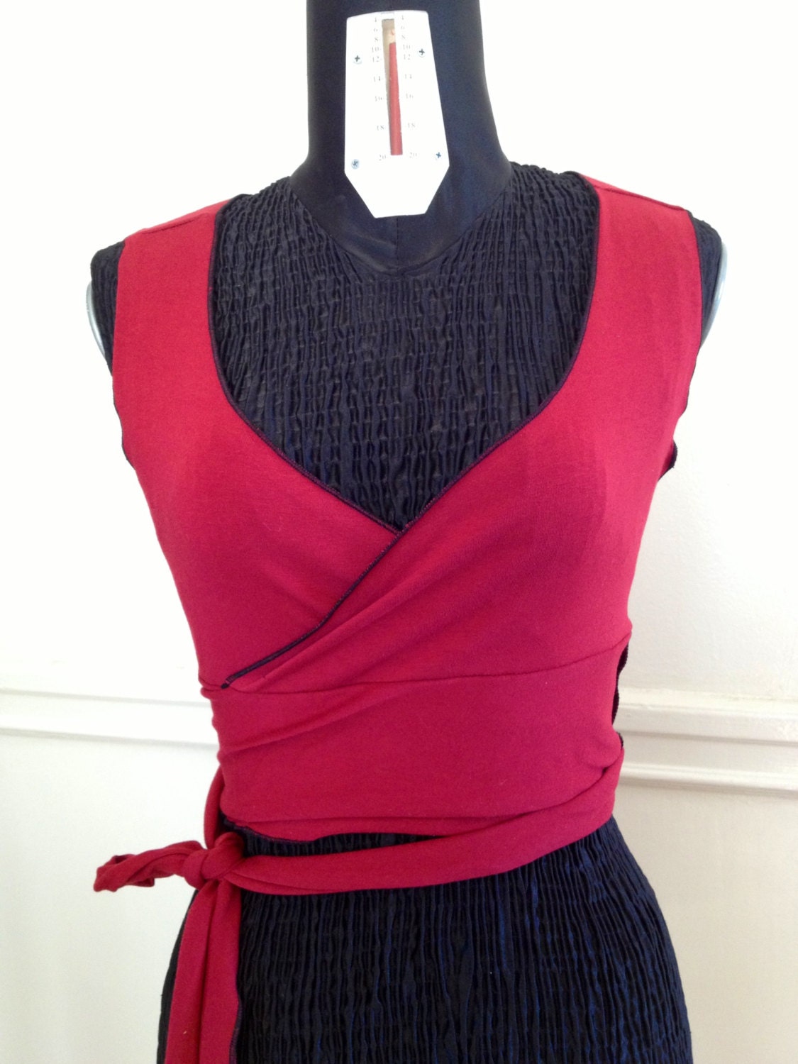 Cranberry Red Wrap Top Choli Bellydance burlesque Yoga Dance salsa hooping aerial Burning Man Festival  Mad max Goth eco friendly