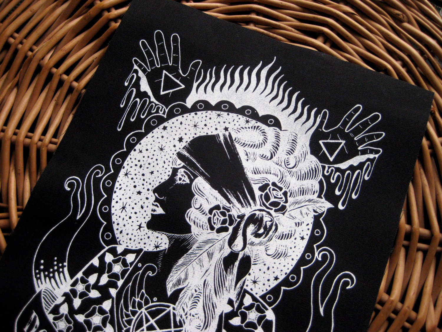 Do What Thou Wilt handmade screen printed back patch, white on black