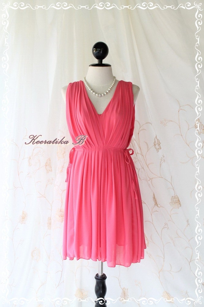 My Darling - Sweet Glamorous Cerise Pink Dress Fully Pleated Lady Style Adorable Goddess Feminine Dress S-M