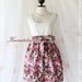 Jazzie lll - Glamorous Sundress Spring Summer Vintage Inspired White Lacy With Floral Skirt Wedding Cocktail Dinner Garden Party Dress XS-S