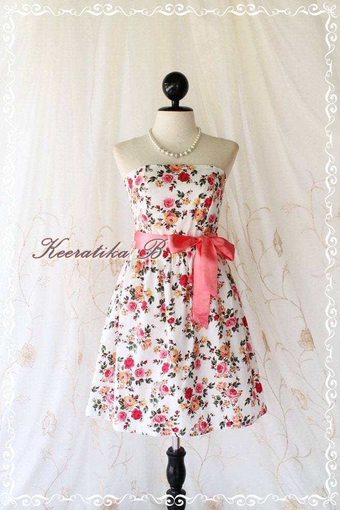 Mind - Sweet Cutie Floral Strapless Dress Spring Summer Sundress Party Bridesmaid Prom Wedding Dress