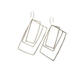 Handmade jewelry. Sterling silver square wire earrings. Modern silver 925 wearable fashion art.