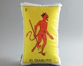 El Diablito Loteria Canvas Printed Pillow