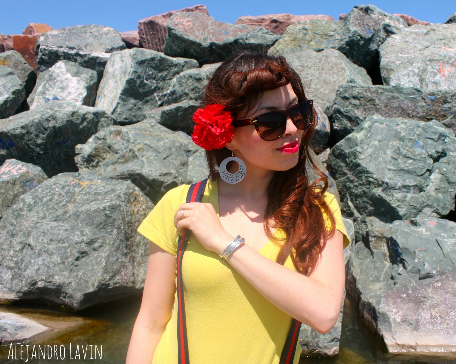 A girl should be two things: Classy & Fabulous // Hand Stamped earrings by Mano y Metal