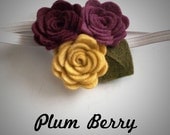 The Jane Headband in Plum Berry- Felt Flower Headband for Newborns through Adults