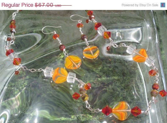 Spring Savings Sale MOMA Lucite, Swarovski Crystal Czech glass and Sterling silver "Art Nouveau Revival" NecklaceTAGT