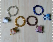Upcycled Wine Charms - 3D Origami Paper Hearts - Set of 4 - White, Cream, Purple, Blue
