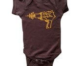 Ray Gun - One Piece Color Bodysuit - Brown and Golden Yellow Laser Gun - For your little sci fi geek - baby and toddler clothes