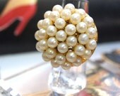1960's William de Lillo Cluster of Faux Pearls Cocktail Ring
