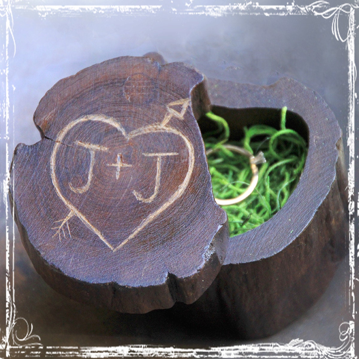 Ring Bearer Pillow Alternative - Woodland Weddings - Proposal, Pop The Question, Engagement Ring Box - Keepsake Jewelry Box - Custom Carved