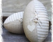 Football Love Ring Bearer Pillow Alternative - Linen Stripe Heart - Neutral Taupe And White - NFL Fan - Weddings Sports Decor Play