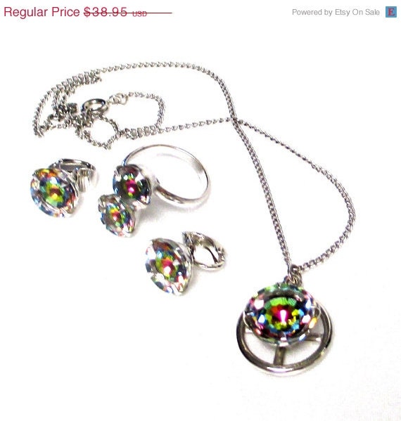 Sarah Sale Sarah Coventry Watermelon Tourmaline Demi Set,  Mint Collector Piece